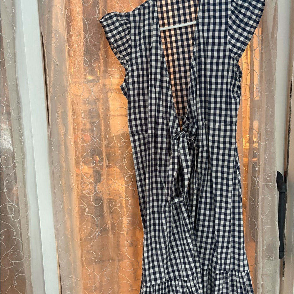 Draper James Navy and White Checkered Dress